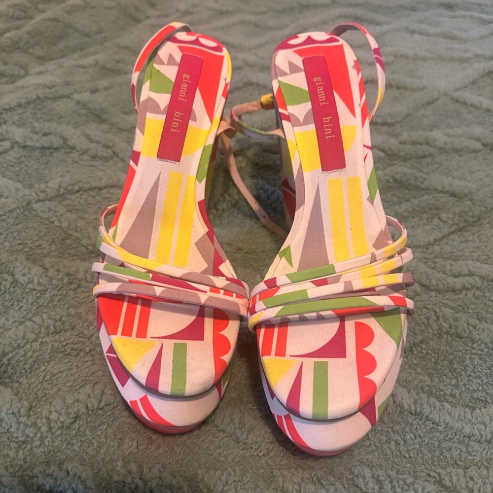 Geometric Patterned, Fun, Chunky Heeled Gianni Bi… - image 2